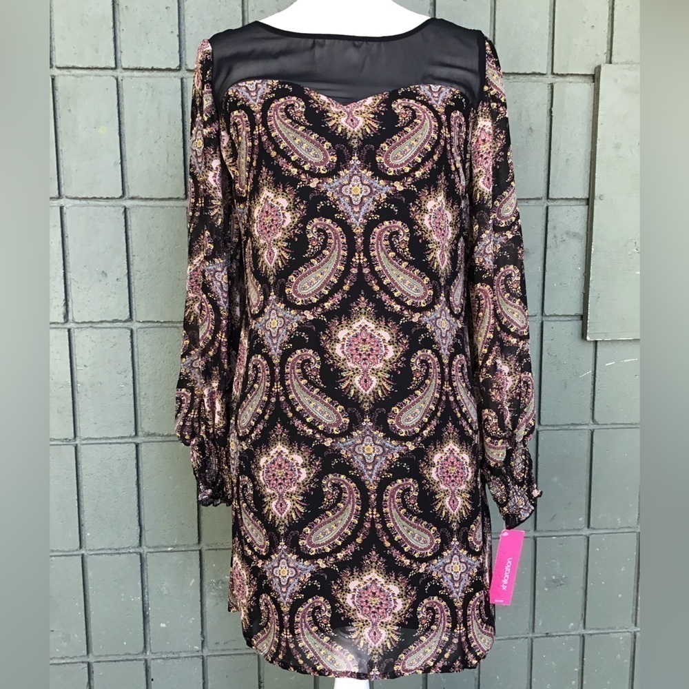 NWT Xhilaration Size Medium, Paisley Long Sleeve chiffon minidress.